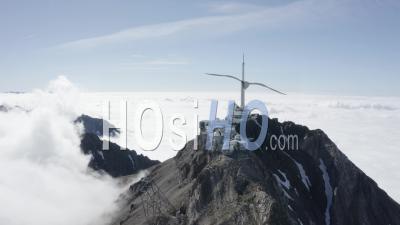 Coming Close To Pic Du Midi Above Cloud Sea Viewed By Drone