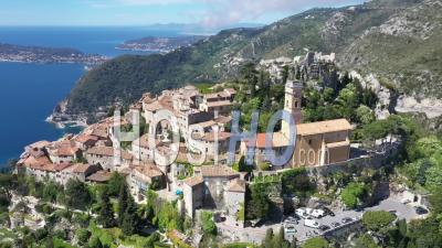 Aerial View Of Eze On The French Riviera - Video Drone Footage