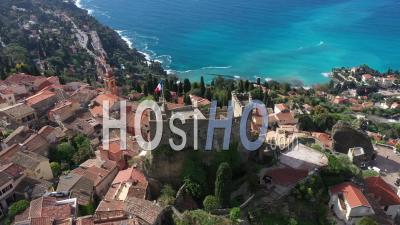 Vue Aérienne Du Village Perché De Roquebrune Cap Martin - Vidéo Par Drone