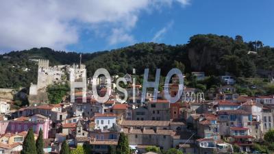 Aerial View Of The Hilltop Village Of Roquebrune Cap Martin - Video Drone Footage