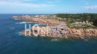 Aerial View Of The Pink Granite Coast - Video Drone Footage