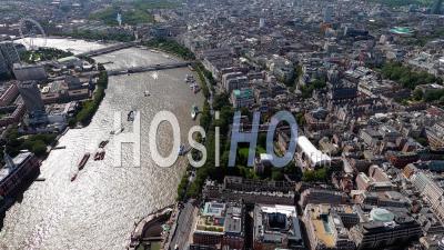 Aldwych, West End, Mayfair, The Mall, Pall Mall And Buckingham Palace, London, Filmed By Helicopter