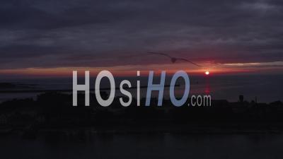 Pen Bron's Peninsula Sunset Landscape Drone Footage En Loire Atlantique France
