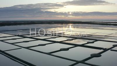 Guerande Loire Atlantique France Salt Marshes Salin Sunrise - Video Drone Footage