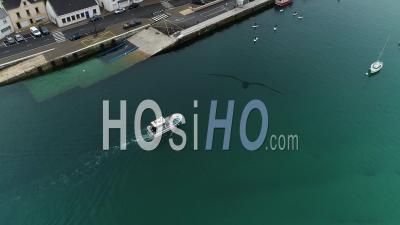 Fishing Boat In Audierne Harbour - Video Drone Footage