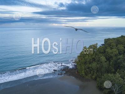 Arco Beach Et Forêt Tropicale Au Lever Du Soleil, Uvita, Province De Puntarenas, Côte Pacifique Du Costa Rica - Photographie Aérienne