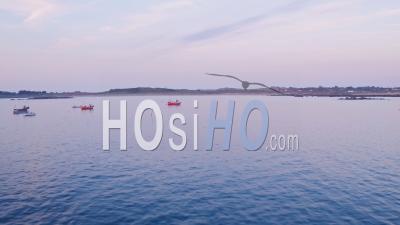 Bateaux De Pêche à Guernesey, Channel Islands, Royaume-Uni. Prise De Vue Drone
