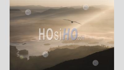 Misty Landscape View, Taken From The Summit Of Adams Peak (sri Pada) At Sunrise, Sri Lanka Central Highlands, Asia