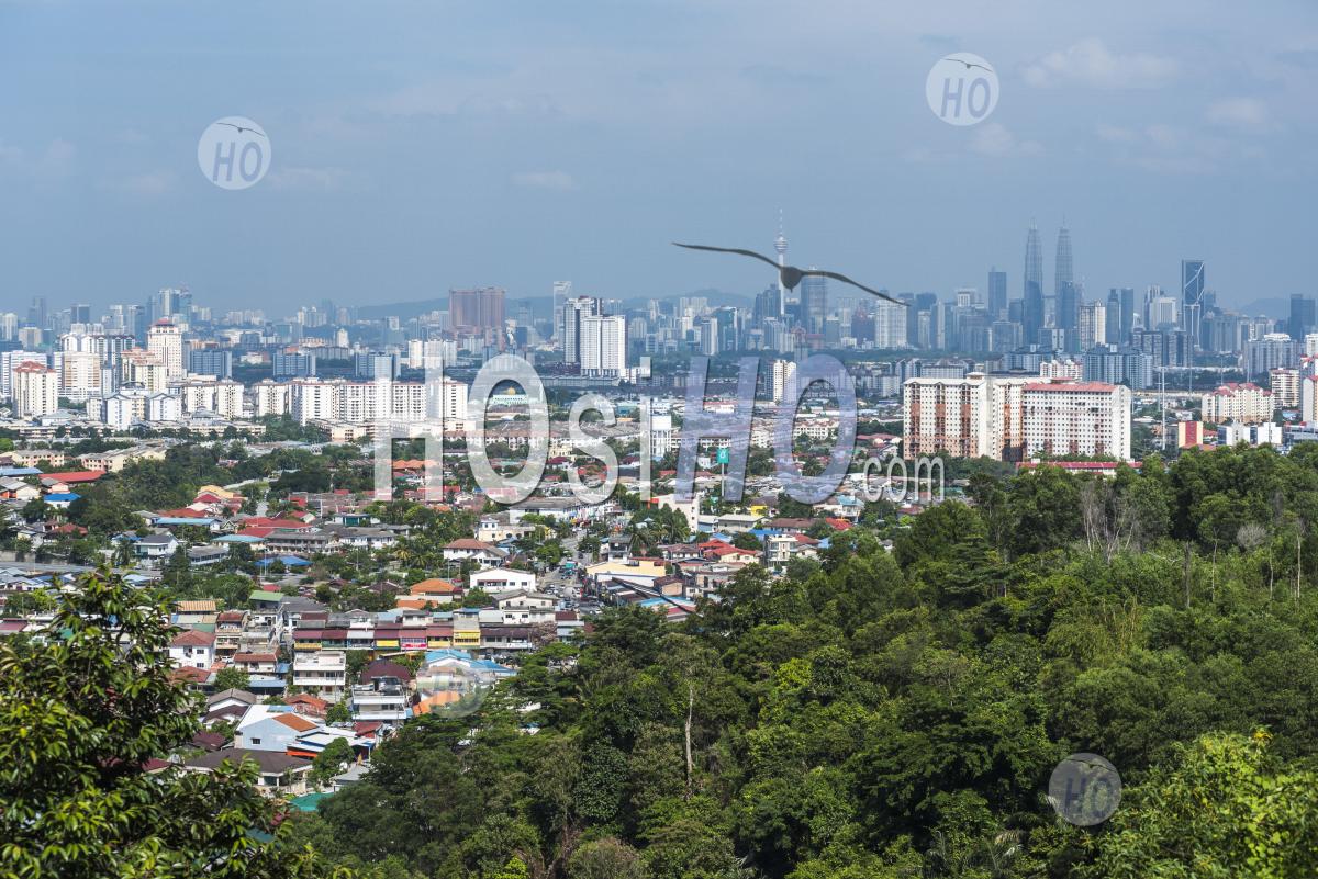 Kuala Lumpur Skyline Seen From Bukit Tabur Mountain, Malaysia, Southeast Asia