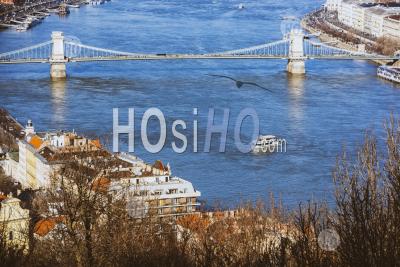 View Of River Danube From Gellert Hill, Budapest, Hungary, Europe