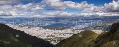 Quito Panorama Seen From Pichincha Volcano, Quito, Ecuador, South America