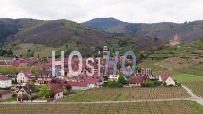 Kaysersberg Village In Alsace, France - Video Drone Footage