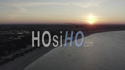La Baule Beach Sunrise France Loire Atlantique - Video Drone Footage