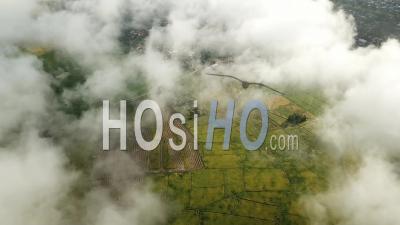Paysage De Nuage Blanc Aérien Se Déplacer Sur La Rizière Dans La Matinée à La Malaisie - Vidéo Drone