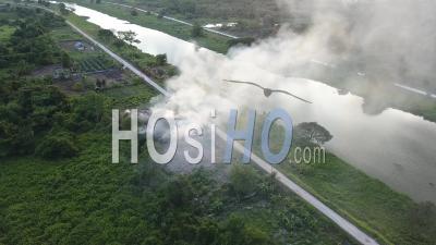 Combustion Dans Un Champen Malaisie - Séquence Vidéo Drone