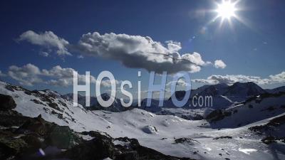 Timelapse Isola 2000 Alpes Maritimes France Snow Mountain Clouds And Sun Winter