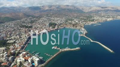 Port Of Chios Birds View - Video Drone Footage