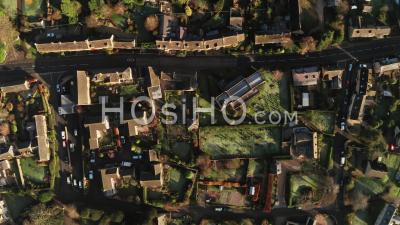 Aerial Drone Video Of A Cotswolds Village, A Rural Scene In English Countryside With Houses, Property And Real Estate In The United Kingdom Housing Market, Top Down Vertical Shot Of Bourton On The Hill, Gloucestershire, England