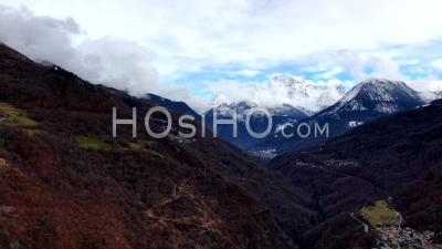 Aerial Footage Hyperlapse Of Clouds Dancing Over The Grand Bec Mountain In Front Of Courchevel, Seen By Drone