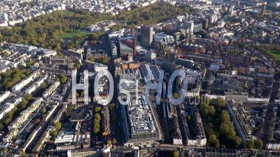 Victoria Railway Station And Buckingham Gate, London, Filmed By Helicopter