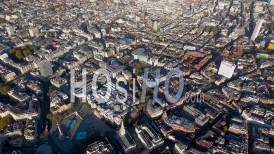 View From Trafalgar Square To Piccadilly Circus And Mayfair, London, Filmed By Helicopter