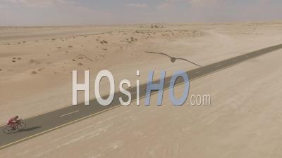 Bicycle Race In The Dubai Desert - Video Drone Footage