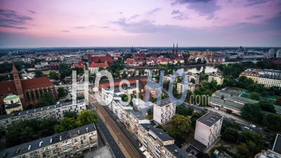 Ostrow Tumski, Cathedral Of St. John The Baptist, Katedra Swietego Jana Chrzciciela, Old Town, Stare Miasto, Wroclaw - Video Drone Footage