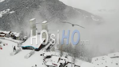 Deserted Ski Resort In France, Covid 19 - Video Drone Footage