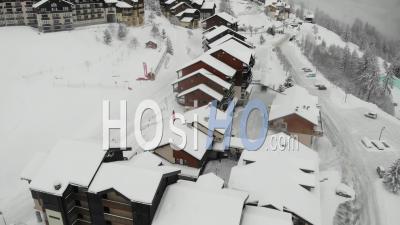 Deserted Ski Resort In The French Alps, Covid 19 - Video Drone Footage