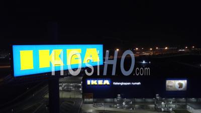 Aerial Look Down Ikea Store Is Closed During Lock Down - Video Drone Footage