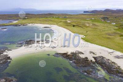 Aerial View Of Sanna Beach On Ardnamurchan Peninsula , Highland Region, Scotland, Uk - Aerial Photography