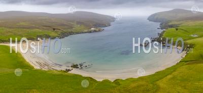 View Of Beach At Burra Firth On The Burra Firth On Island Of Unst, Shetland, Scotland, Uk - Aerial Photography