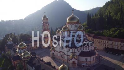 New Athos Monastery Abkhazia Aerial View - Video Drone Footage