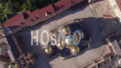 New Athos Monastery Aerial View Top View - Video Drone Footage