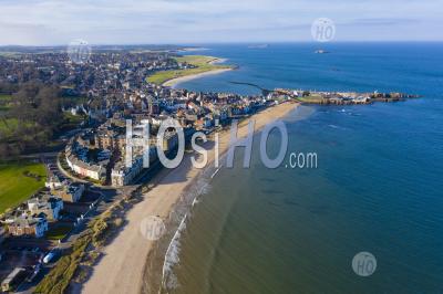 Aerial View Of North Berwick Town In East Lothian, Scotland, Uk - Aerial Photography