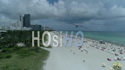 Plage Miami Beach, South Beach - Vidéo Prise Par Drone