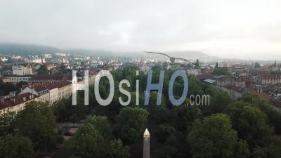 Place Carnot Under A Morning Mist - Video Drone Footage