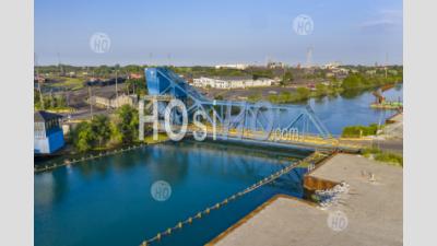 Bascule Bridge Over Rouge River - Aerial Photography