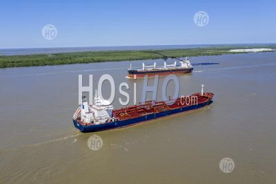 Ships On The Mississippi River - Aerial Photography