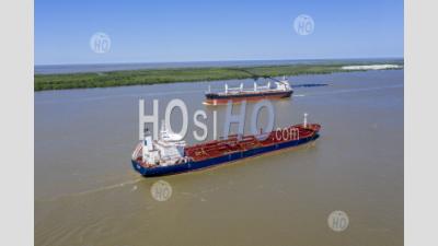 Ships On The Mississippi River - Aerial Photography