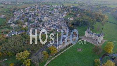 Village And Chateau Of Chanzeaux, Loire Valley, France – Aerial Video Drone Footage 