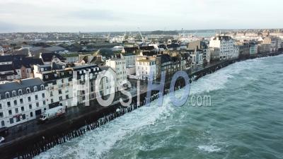 The Phenomenon Of High Tides In Saint-Malo - Video Drone Footage