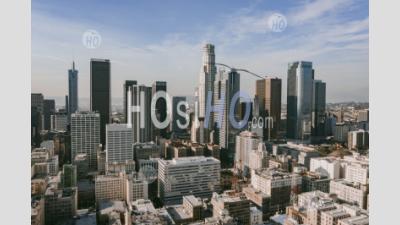 Aerial Drone View Of Los Angeles Downtown On Beautiful Sunny Day Hq