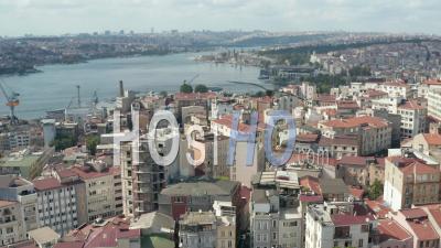 Istanbul Neighbourhood Streets And Rooftops Tilt Down From A Aerial Birds Eye Overhead Top Down View Perspective - Video Drone Footage