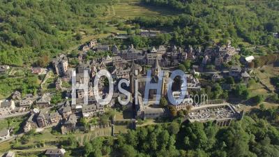  Conques, One Of The Most Beautiful Villages In France - Video Drone Footage 