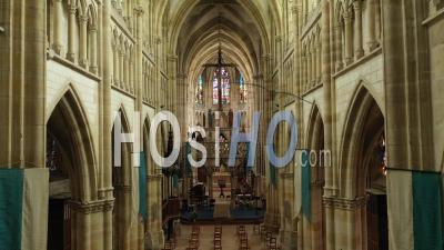 Interior Of The Basilica Notre-Dame De L'epine, France, Drone Point Of View
