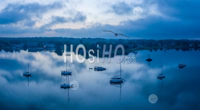 Moored On A Mirror, Norwalk, Ct - Aerial Photography