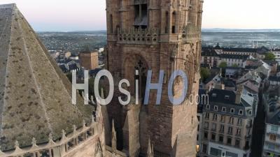 Rodez Cathedral, Golden Hour - Video Drone Footage