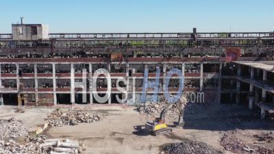 Demolition Of Cadillac Stamping Plant - Video Drone Footage