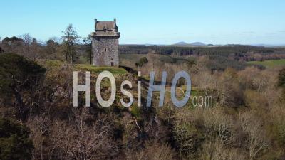 Aerial View Filmed By Drone Of Fatlips Castle In Roxburghshire, Scottish Borders, Scotland, Uk